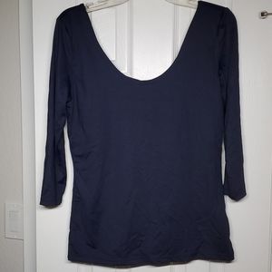 Dark blue scoop neck long sleeve shirt